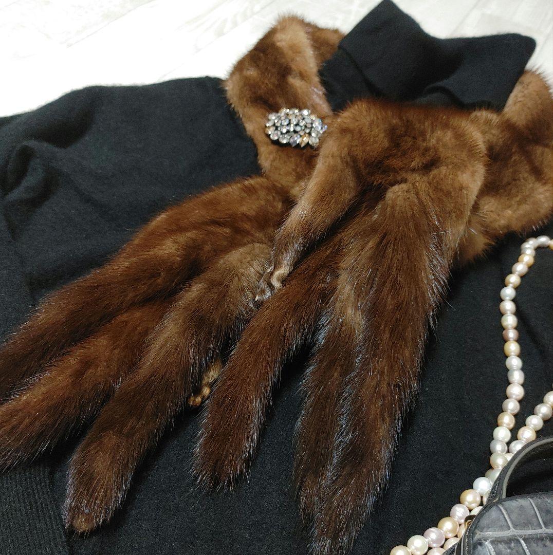 デミバフ ミンクファー ロングマフラー 足付き しっぽ付き フランス Paris