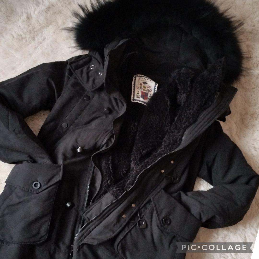 【美品】SLY ラクーンファー モッズコート N3-B ボアライナー ブラック