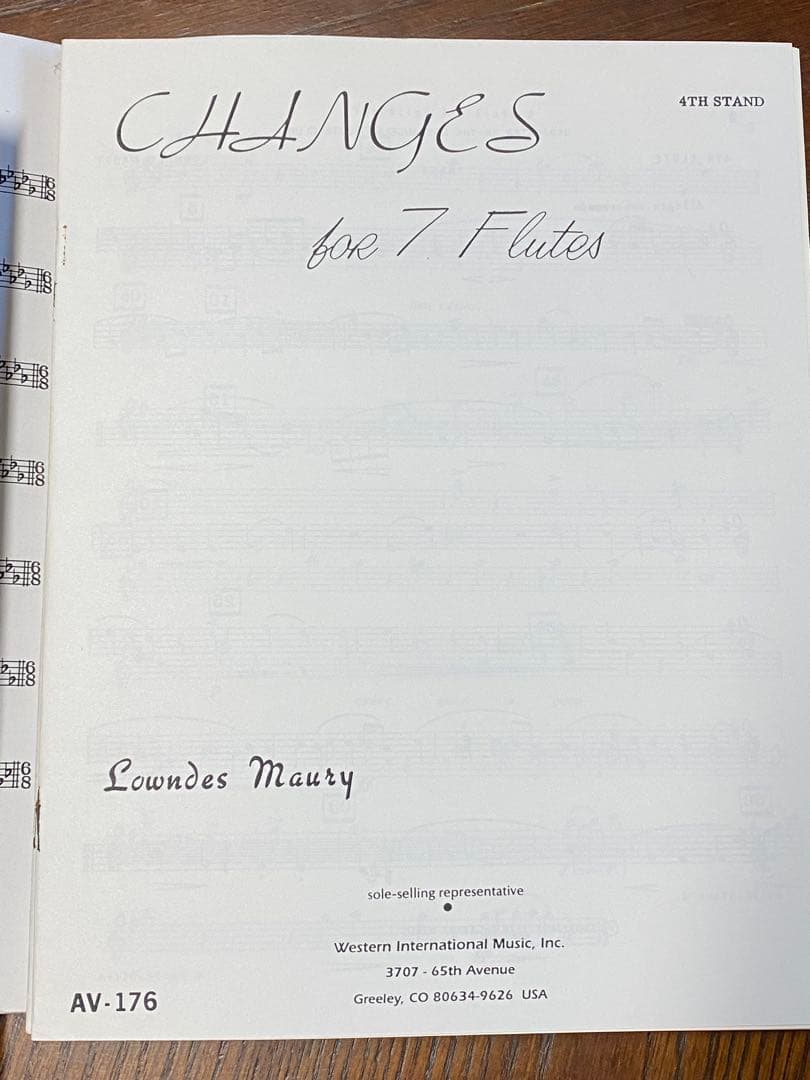 値下げ・CHANGES for 7 Flutes スコア&パート譜