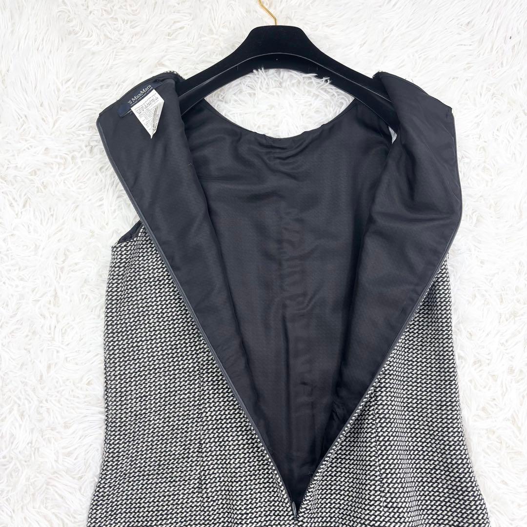 極美品　マックスマーラ　ウールワンピース　総柄　モノトーン　大きいサイズ　42