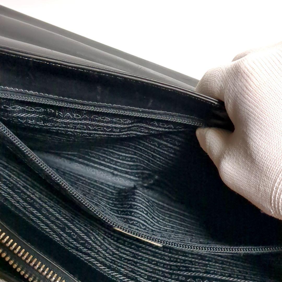 ✨PRADA✨ブリーフケース レザー ブラック 2室 ロゴ