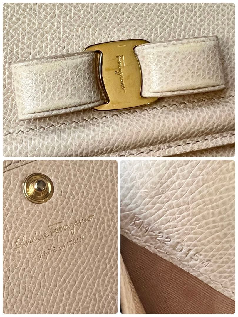 美品 SalvatoreFerragamo 長財布 ヴァラリボン ベージュ