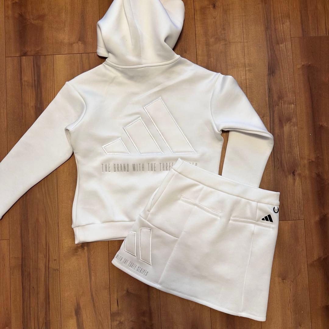ダンボールニット　セットアップ　ビッグアディダスロゴ　春秋冬　 長袖　フード付き