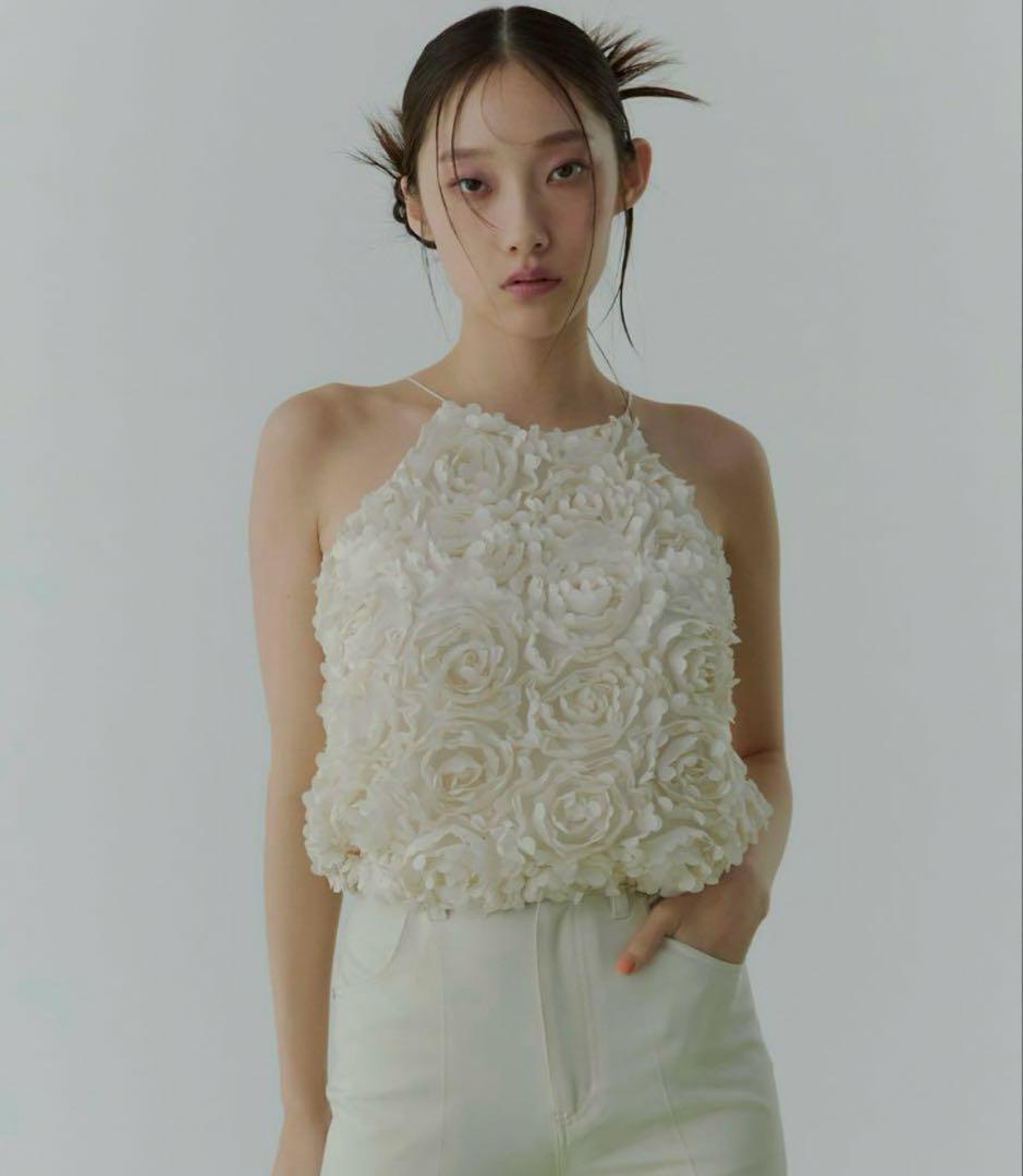 今季完売 eimyistoire フラワーモチーフアメスリ トップス　アイボリー