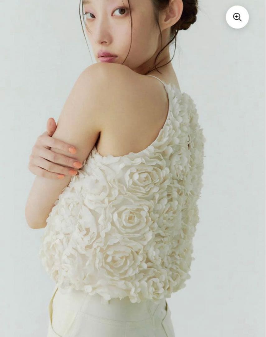 今季完売 eimyistoire フラワーモチーフアメスリ トップス　アイボリー