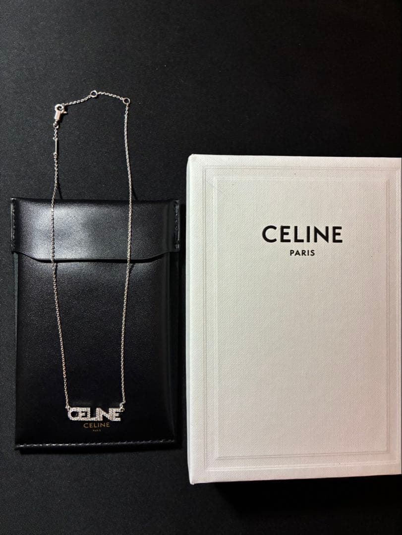 【新品・未使用】CELINE セリーヌ　モノクローム　ストラスネックレス　激レア