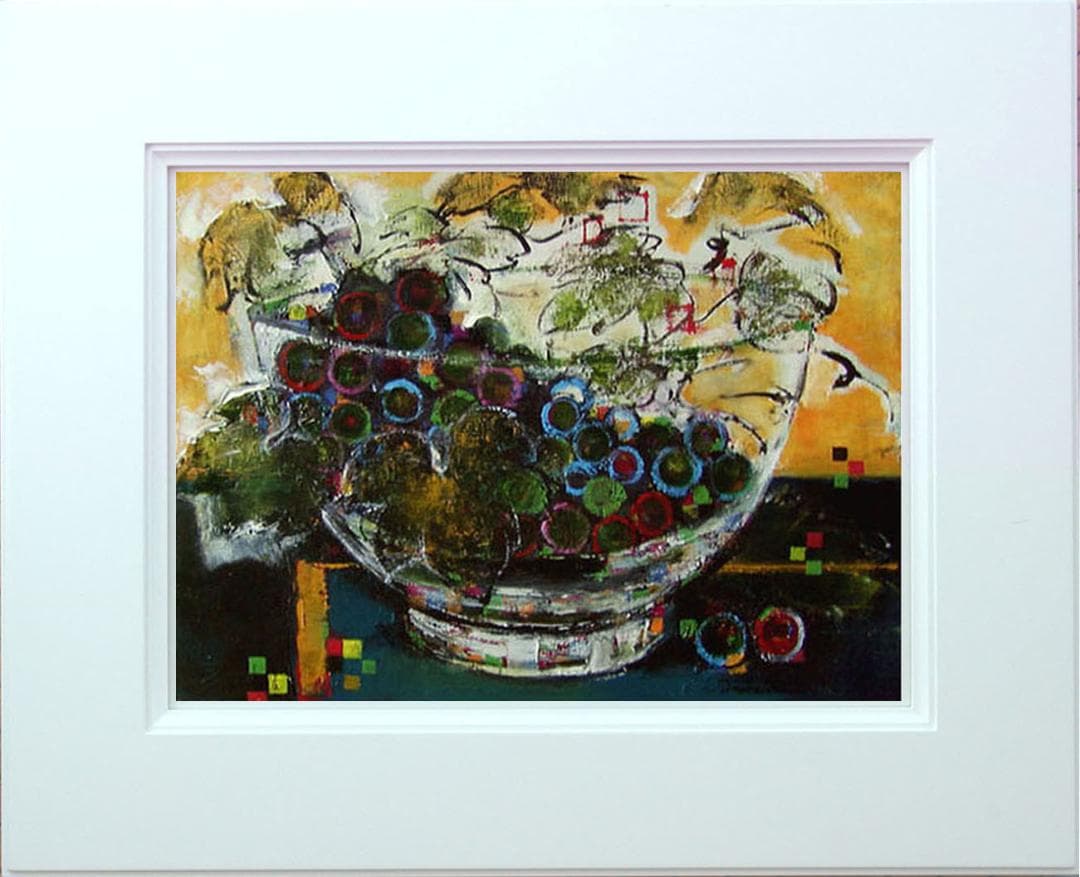 油絵 菅家令子 絵 絵画 インテリア 額付(白) uF6-061203 ぶどう