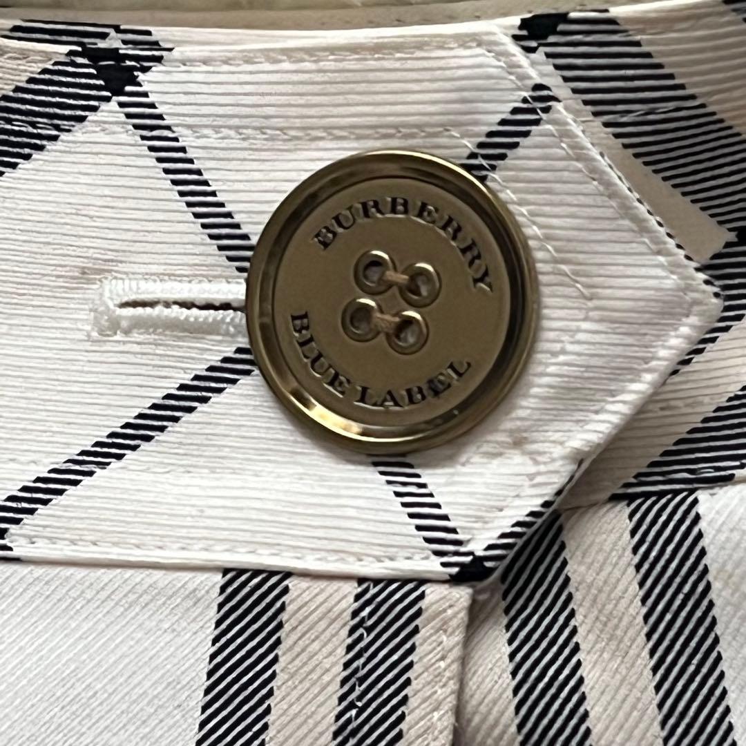 バーバリーブルーレーベル　ノバチェック　ボタン　プリーツ　ミニスカート　38