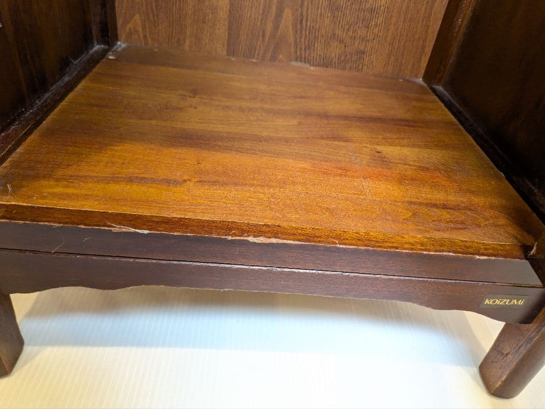 コイズミ キャビネット 電話台 置物台 棚 ガラス扉 格子 レトロ