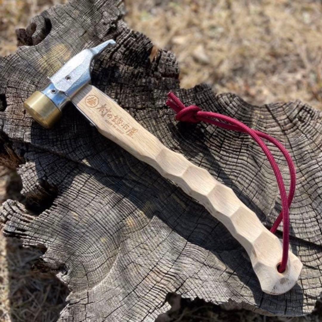 村の鍛冶屋 クロームメッキ 真鍮 ペグハンマー 名栗加工 無骨 キャンプ