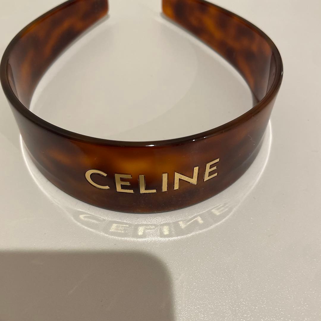 CELINE ブラウン ロゴ ヘアバンド