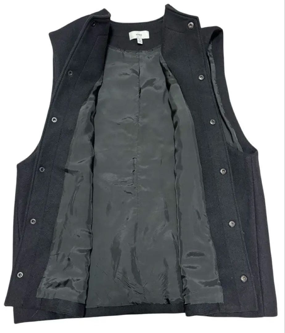 【再値下げ】美品　HYKE WOOL WORK ロングベスト　　 ブラック