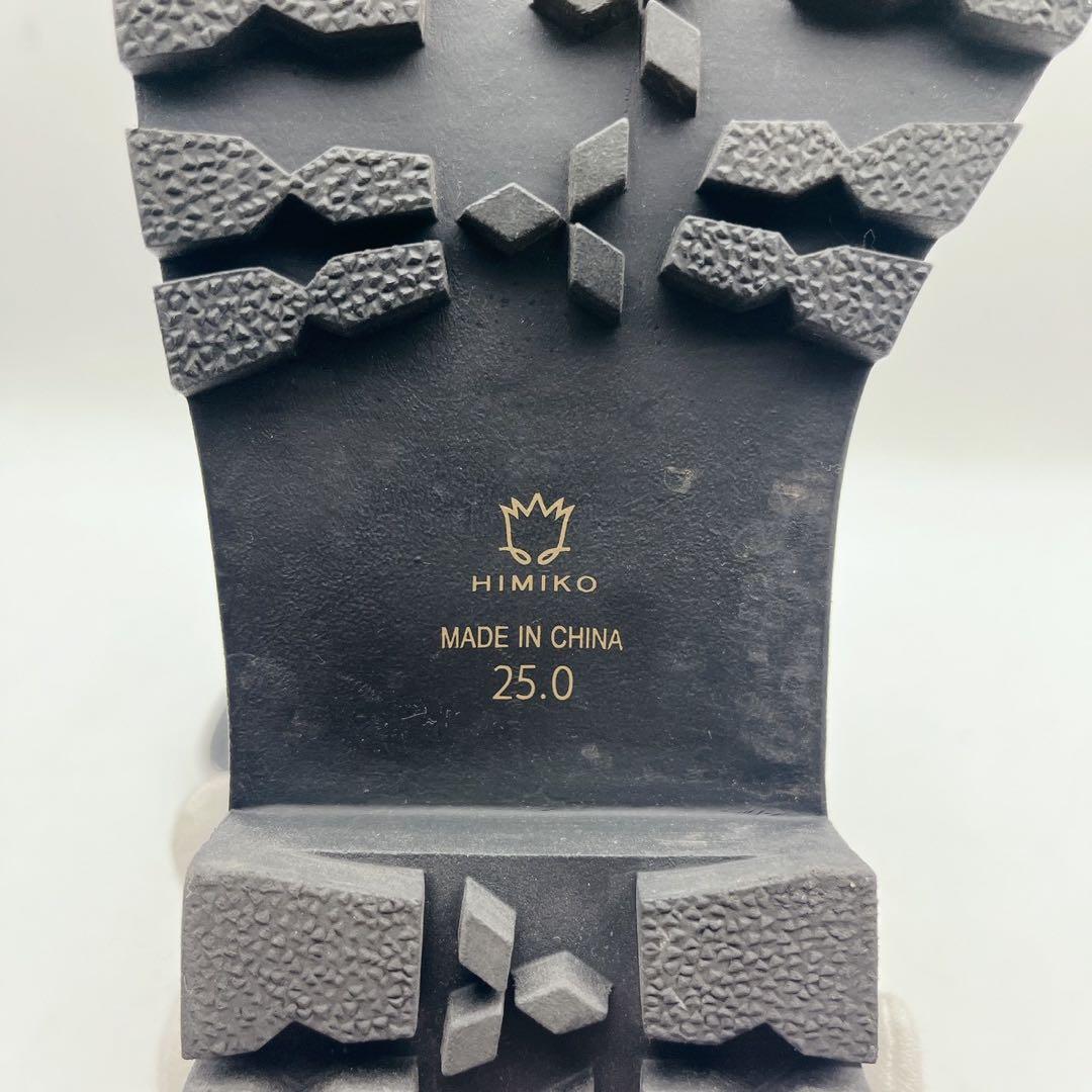 現行品✨ヒミコ トラックソールストレッチブーツ 黒 サイドジップ 本革 25cm