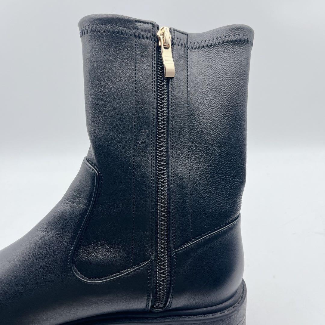 現行品✨ヒミコ トラックソールストレッチブーツ 黒 サイドジップ 本革 25cm