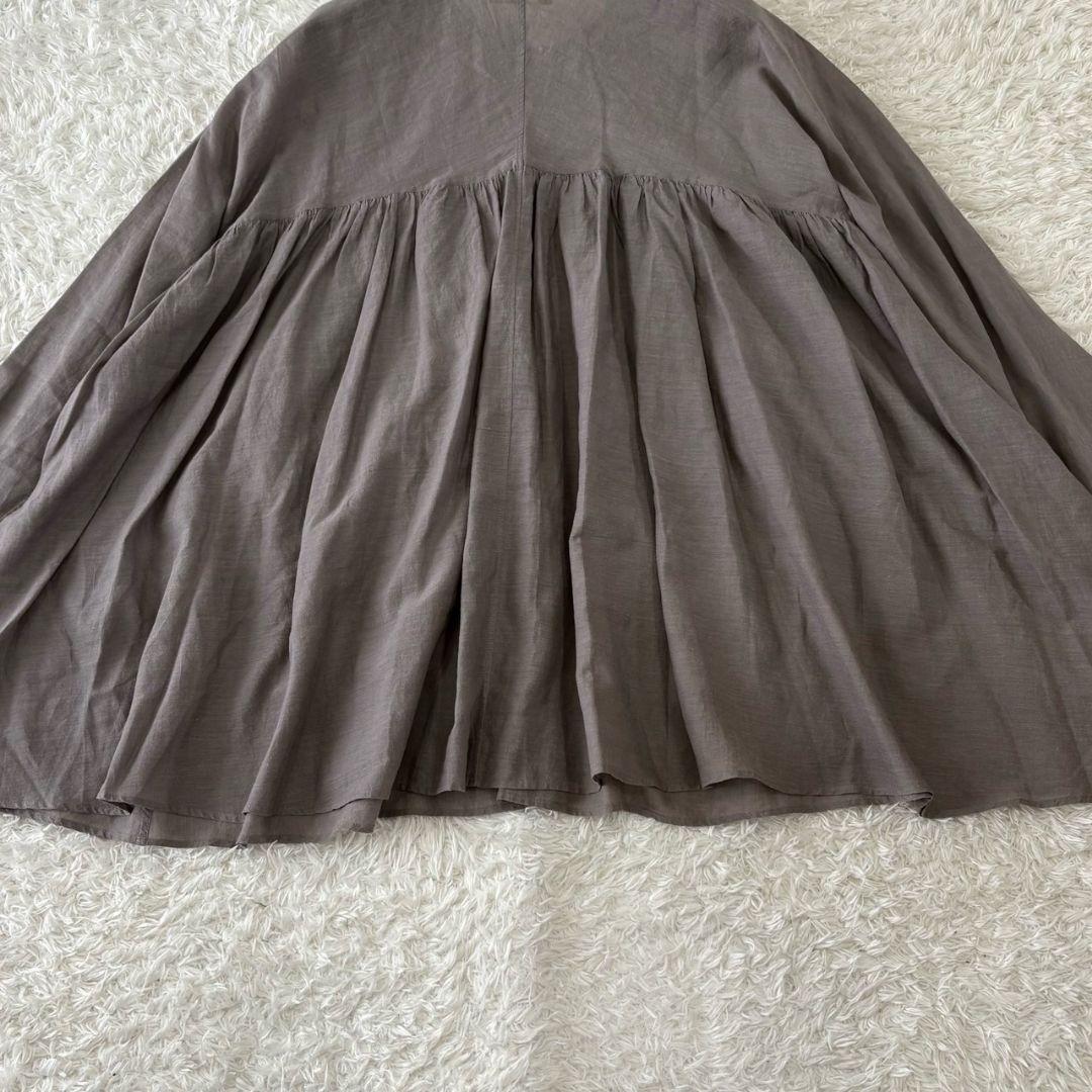 ヨーガンレール チュニック フレア ギャザー グレー インド綿 飾りボタン L