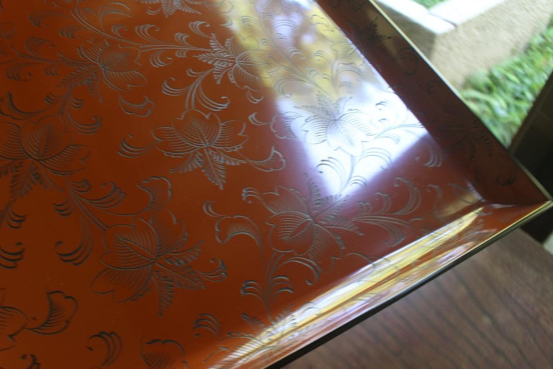 デッドストック！前大峰作！極上沈黒草文の脚付四方膳3点（検輪島塗お膳お盆茶道具