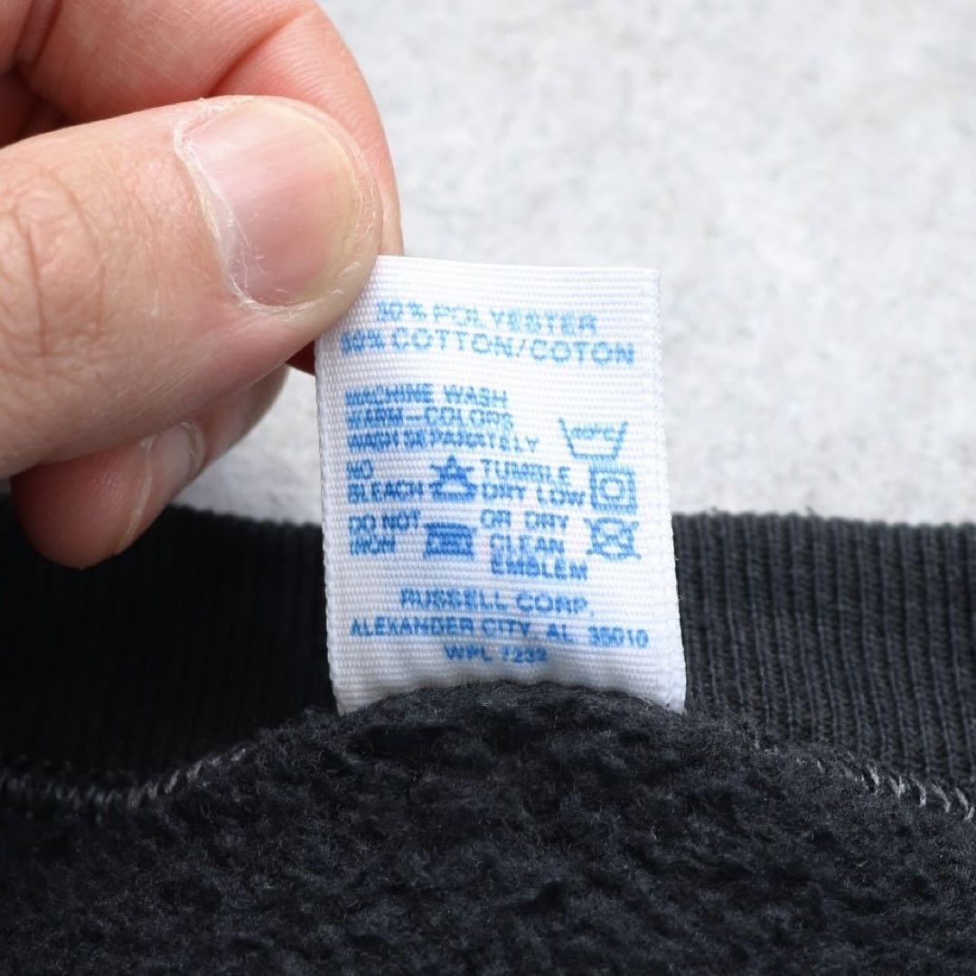 80s USA製 ブラック Russell ラッセル スウェット 前V 無地 L