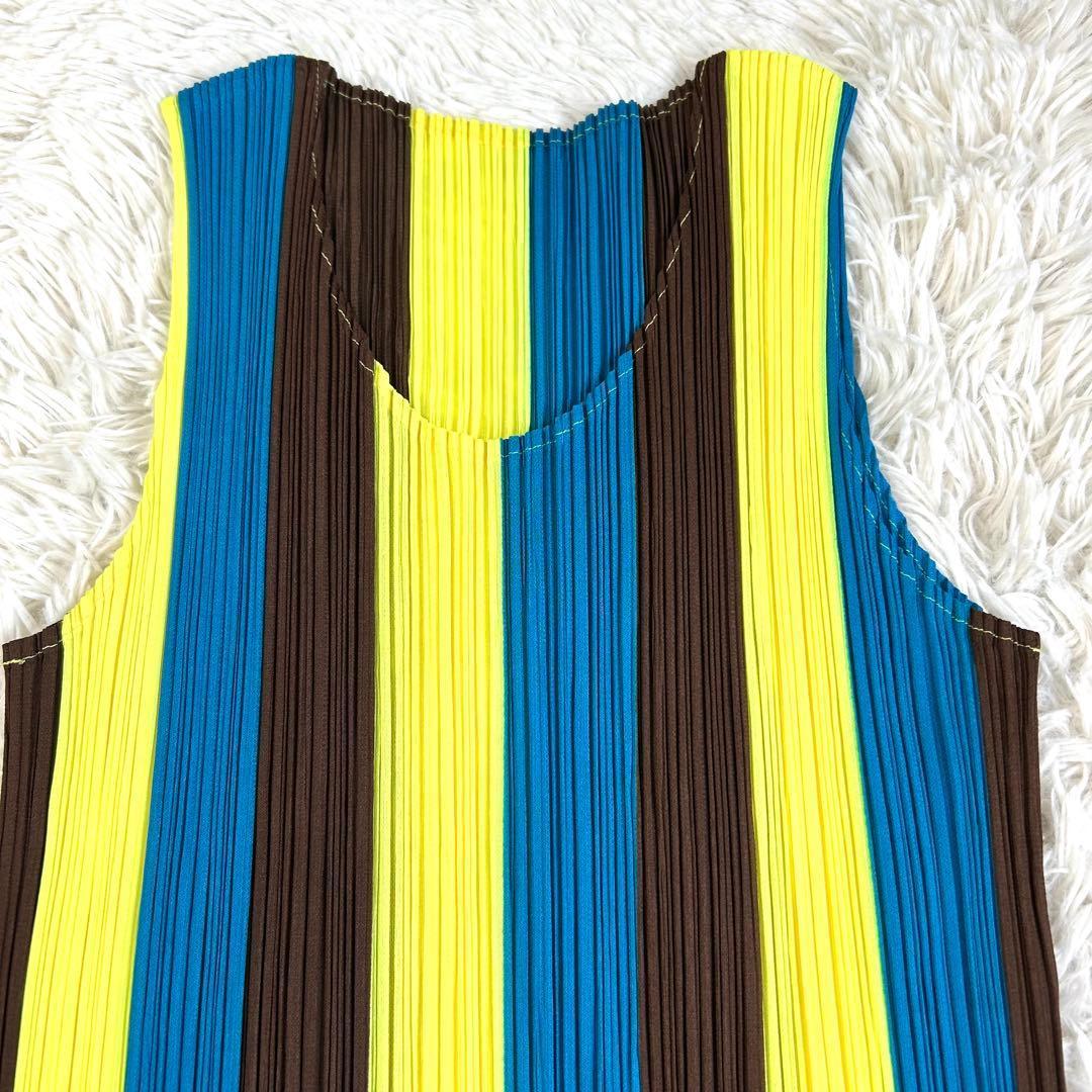 【美品】プリーツプリーズ 希少 ストライプ Aライン ロングワンピース 4