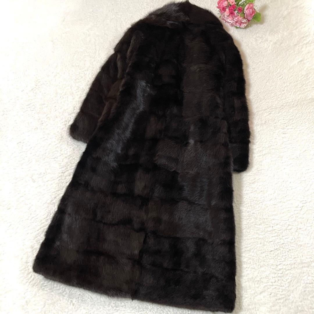 【総丈115cm】ミンク 本毛皮 ロングコート リアルファー M相当 毛並み◎