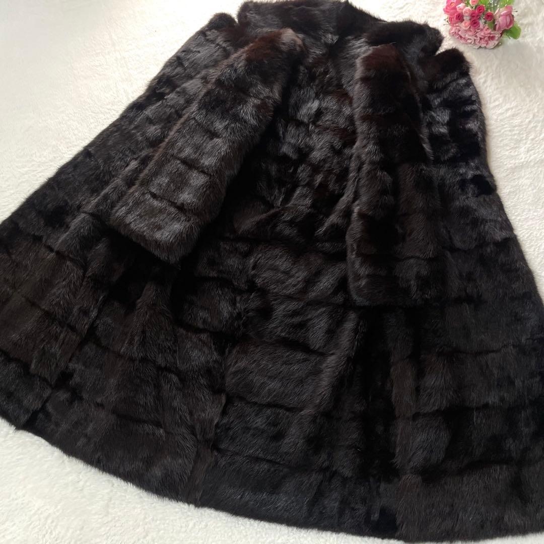 【総丈115cm】ミンク 本毛皮 ロングコート リアルファー M相当 毛並み◎