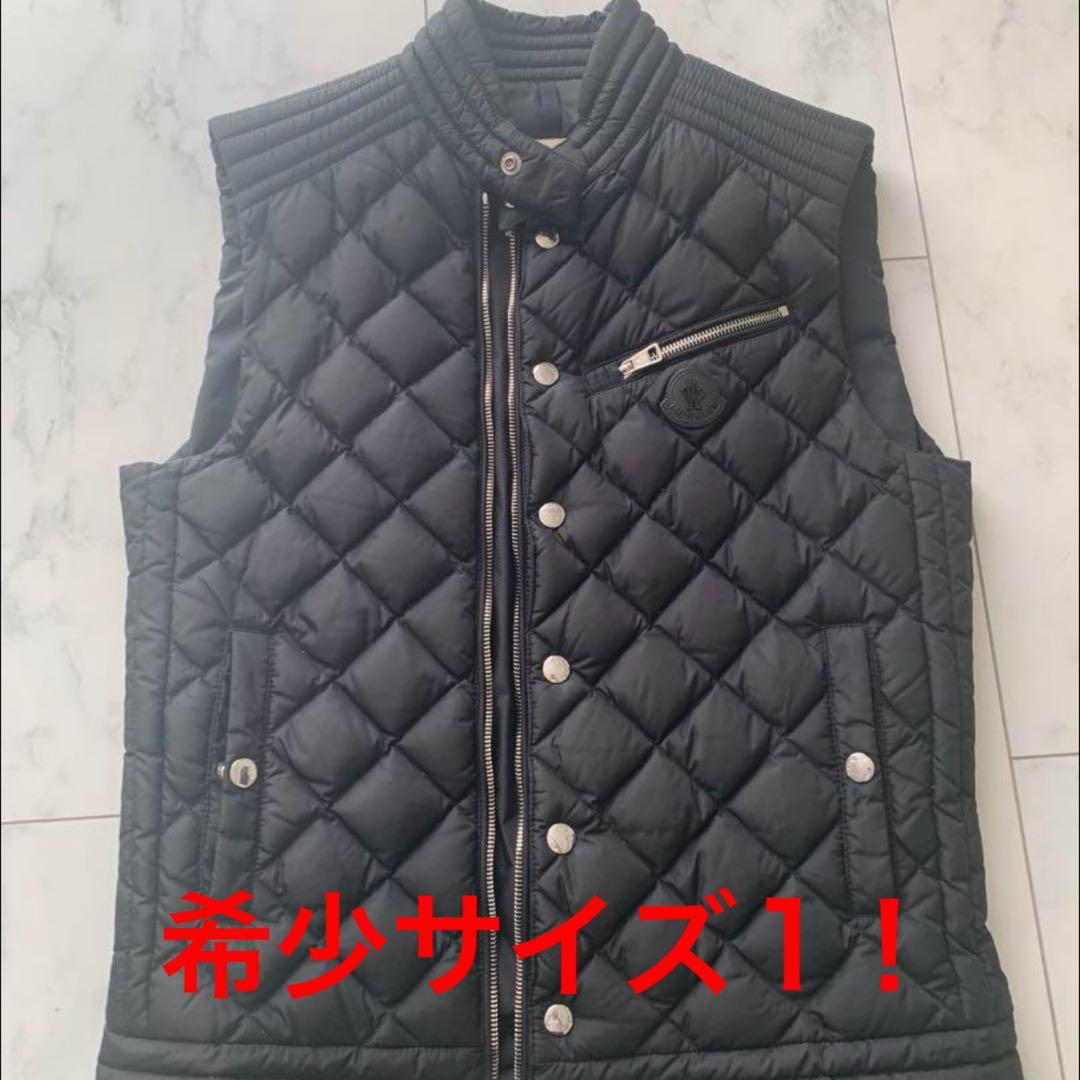 モンクレールダウンベスト　キルティング　レザーロゴパッチ　希少サイズ1（M）