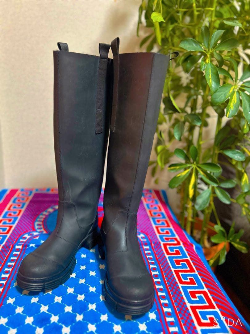 GANNI リサイクル ラバー ロングブーツ