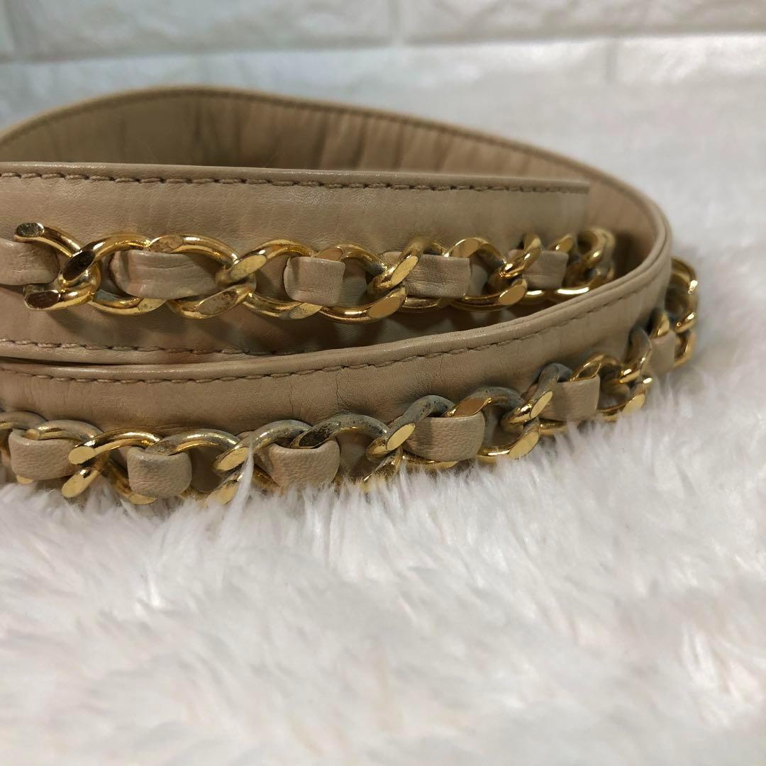 シャネル ウエストポーチ ビコローレ ラムスキン ターンロック ベージュ