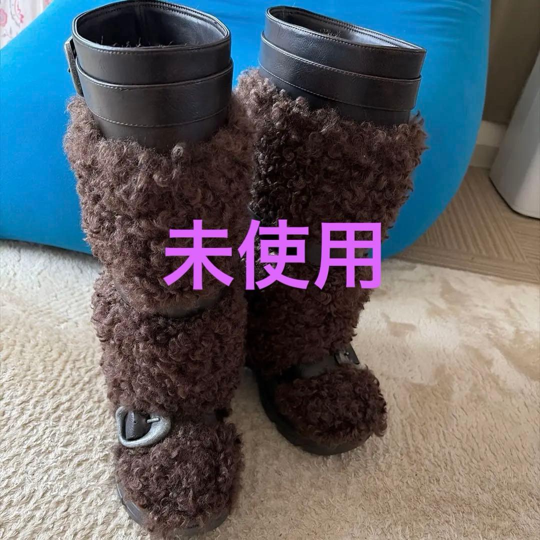YELLO ファー ロングブーツ ブラウンＳサイズ22.5cm、23cm 完売品