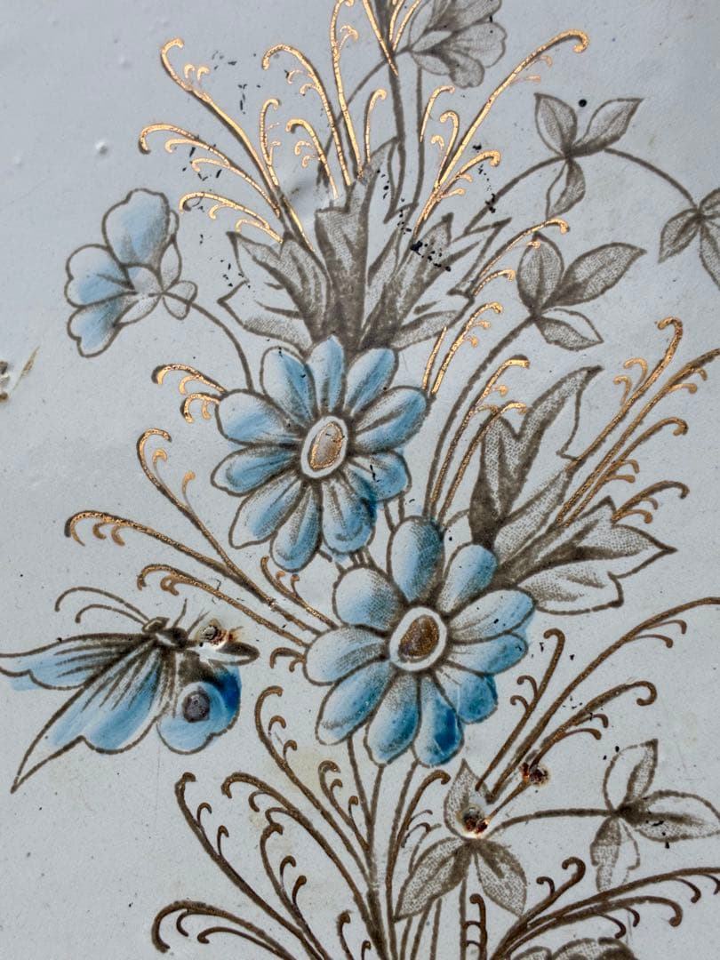 マンズアンティーク　ホーロー プレート　オーバル　お皿　トレイ手書き　レア