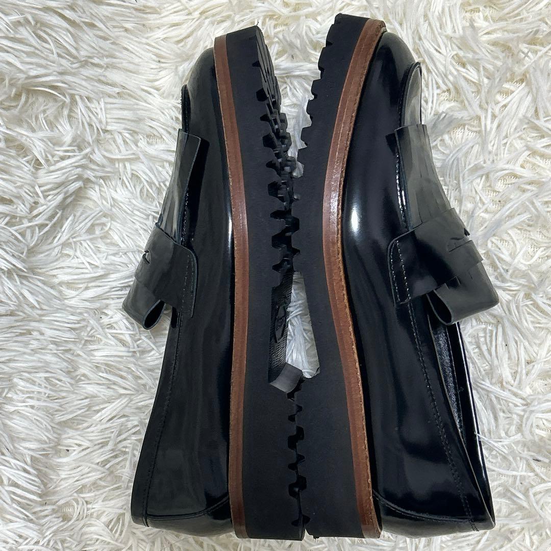 【FABIO RUSCONI】タンクソールキルト付きローファー 37 ブラック