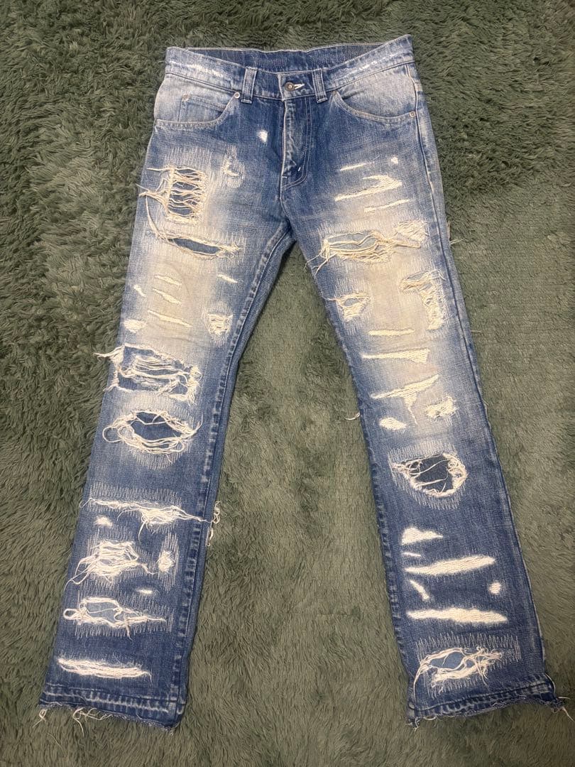 SKINS スキンズ　ハードダメージ加工デニム　3