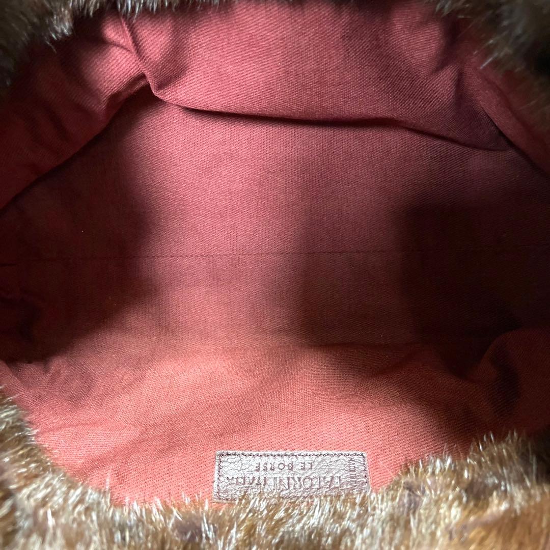 専用品FALORNI イントレチャート レザー×ファー ボルドー トートバッグ