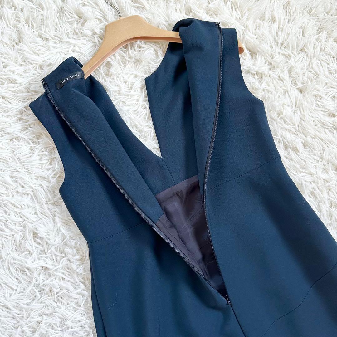 【未使用級♡着用1回】ヨーコチャン　スリットラインパールワンピース　ネイビー36