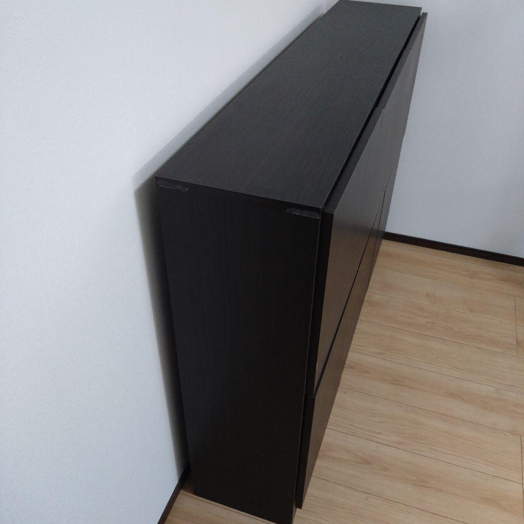 カウンター下収納薄型キャビネットブラウン