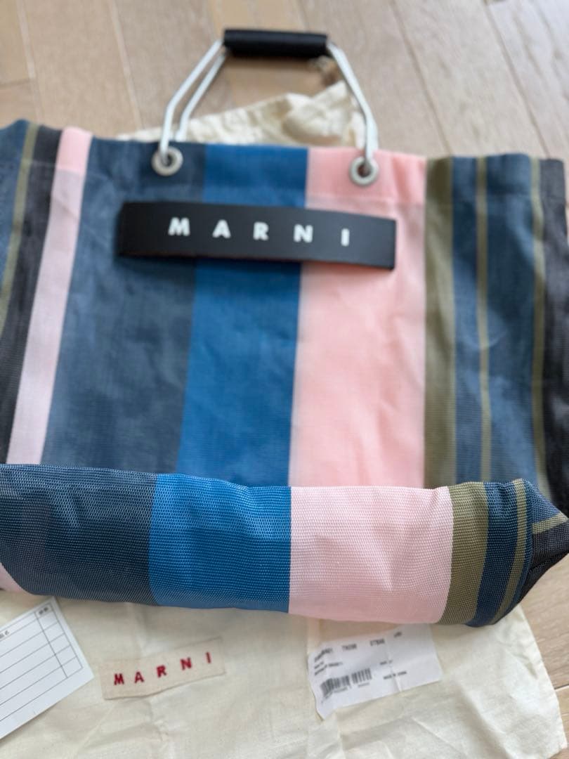 MARNI フラワーカフェ　ストライプ　バッグ