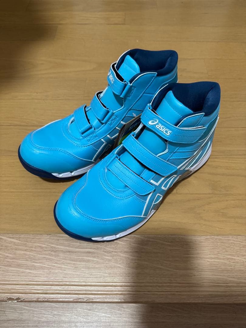 asics 青 ハイカット安全靴 ベルクロストラップ