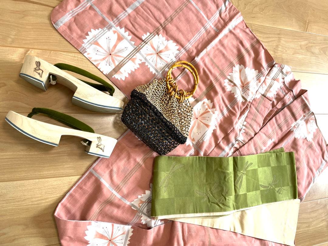 夢工房高級ブランド浴衣帯下駄小物一式 総額7万円超 美品 百貨店購入