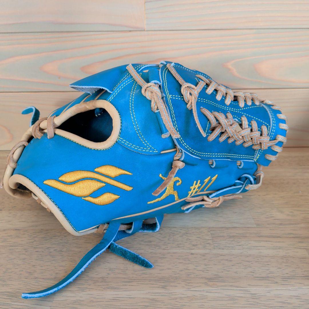 【屋外未使用品】ジュンケイ　硬式オーダー　投手用　ブルー×ベージュ