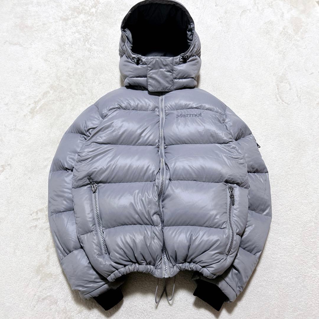 00s y2k marmot 短丈 ダウンジャケット グレー ドロコード付き