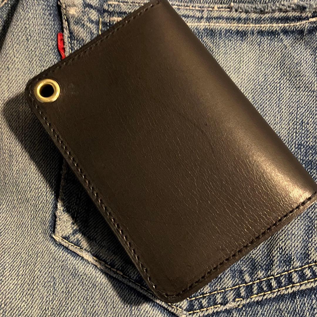 お札が折れない！ミドルトラッカーウォレット 3層 ブラス 栃木レザー