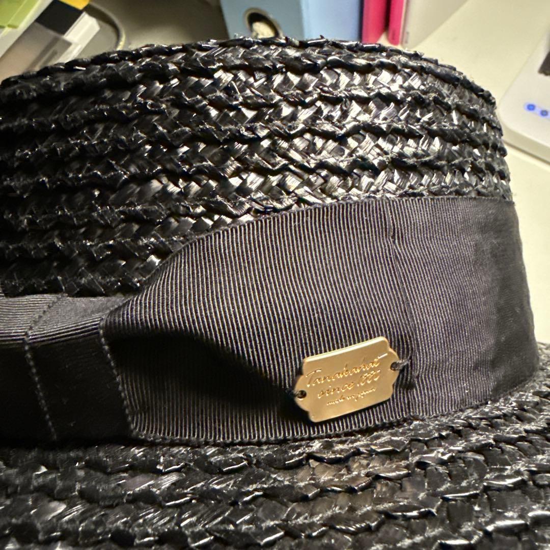 田中帽子店　鬼麦カンカン帽 ブラック LLサイズ