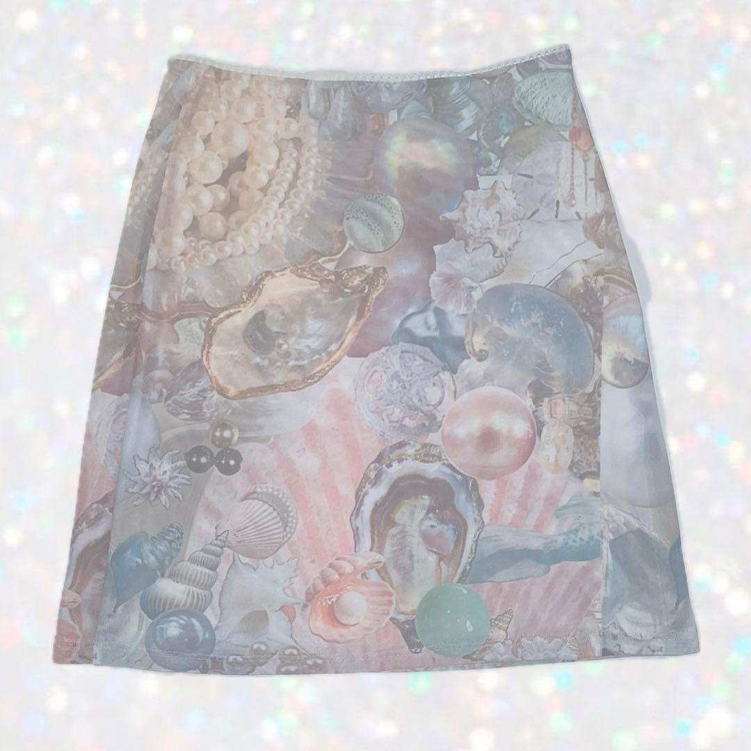 新品　パール　シアー　ミニスカート　セカンドスキン　パワーネット　マーメイドコア