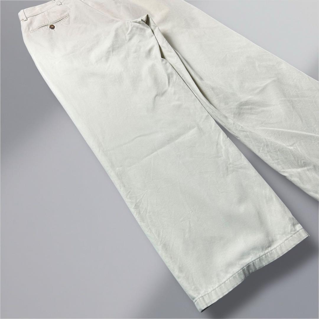 90's'GIORGIO ARMANI 2タック　ワイドチノパン　 アイボリー