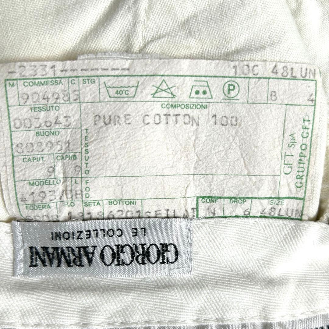 90's'GIORGIO ARMANI 2タック　ワイドチノパン　 アイボリー