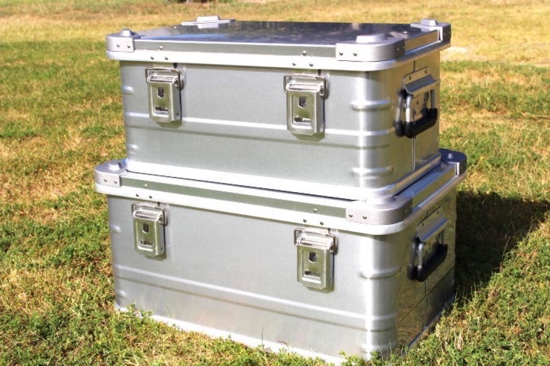 スタッキング アルミコンテナボックス ４９Ｌ ガレージ収納箱 コンテナボックス