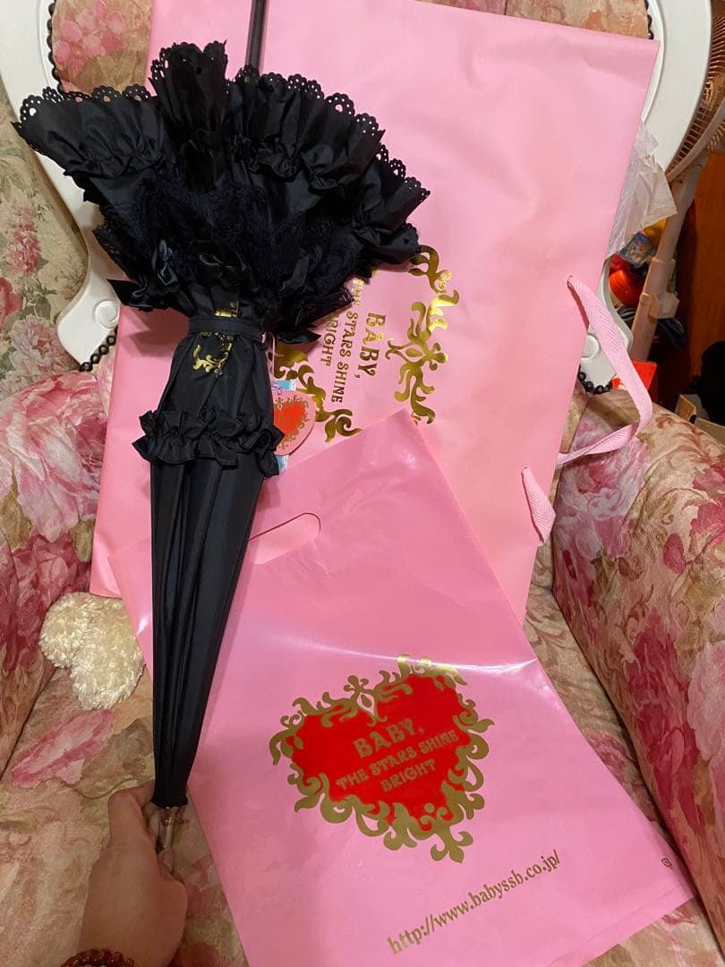 ❤️BABY フリル付き黒日傘 オリジナルバッグ付き後期新作♬.*RomantiC