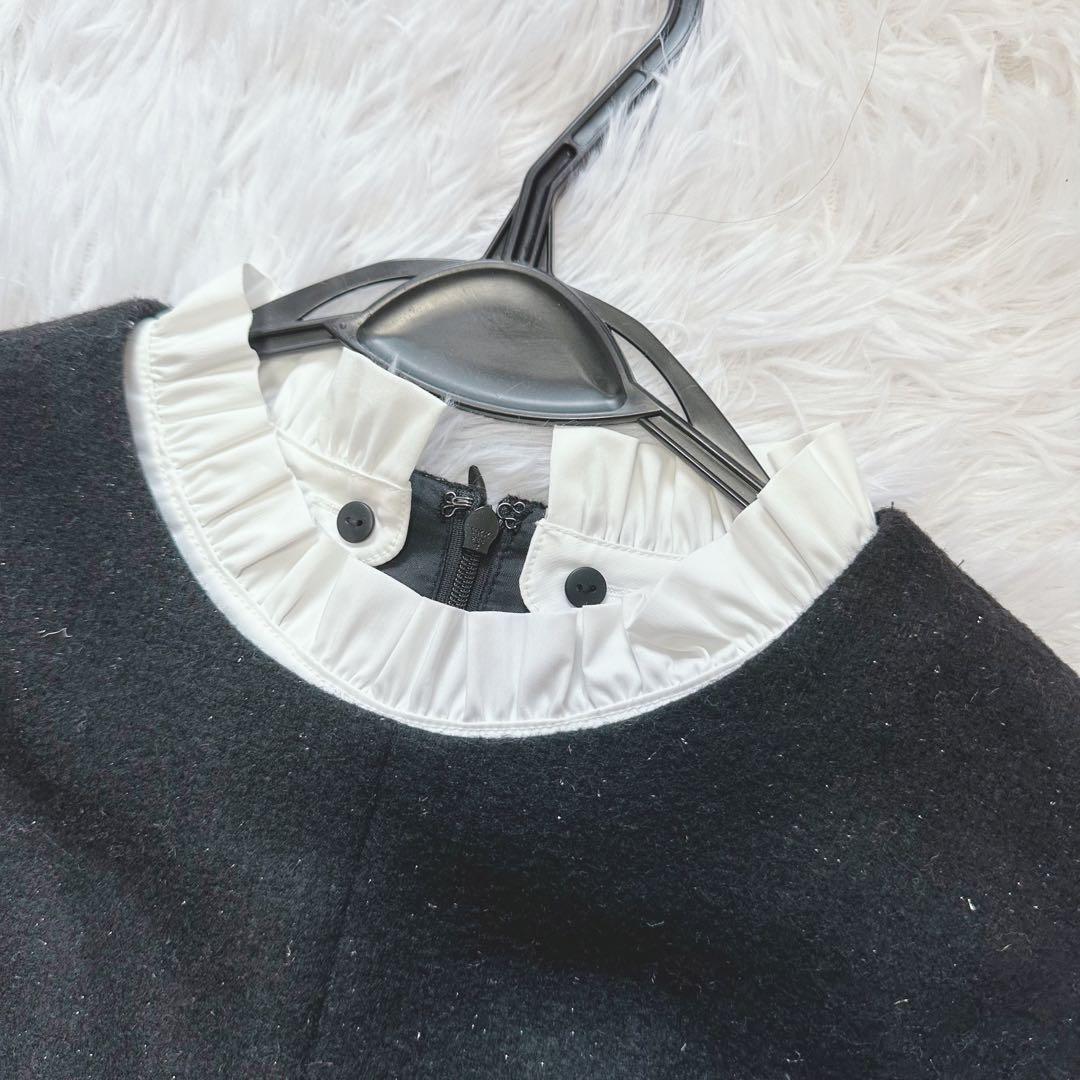 組曲 ✳︎ ラメフラノ フリル襟ワンピース