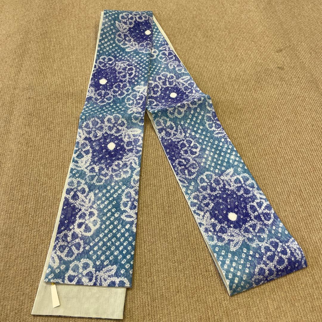 沙*京様 新品 手絞り 有松絞り 綿 裏地麻 半巾帯 浴衣帯 和装 半幅帯 ゆか