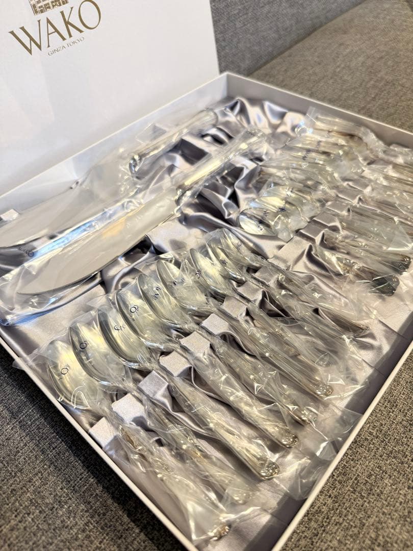 【新品未使用】WAKO 銀座和光 銀仕上げ カトラリー 20本 箱付き