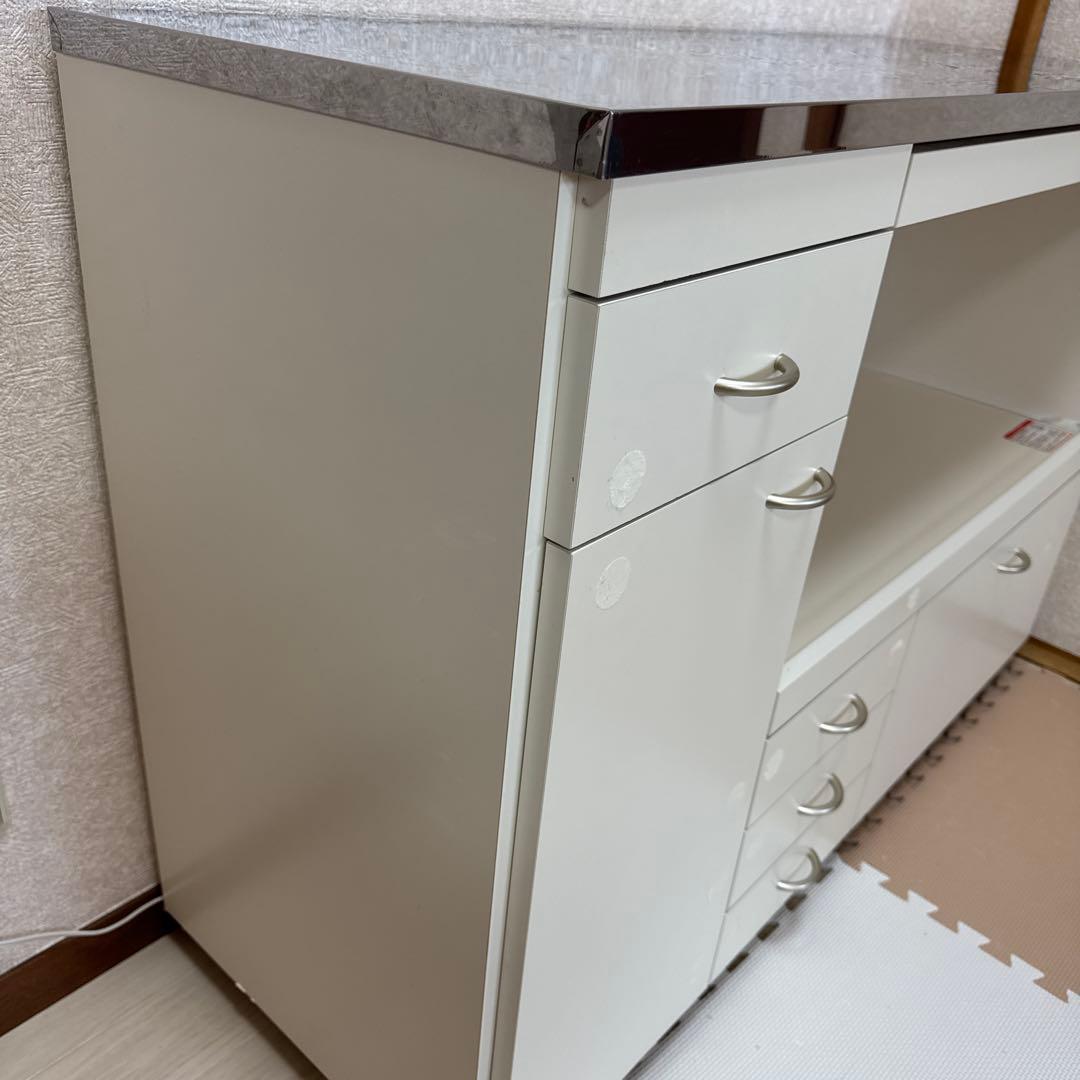 キッチンカウンター　ホワイト　引き出し　コンセント付き【引き取り限定】